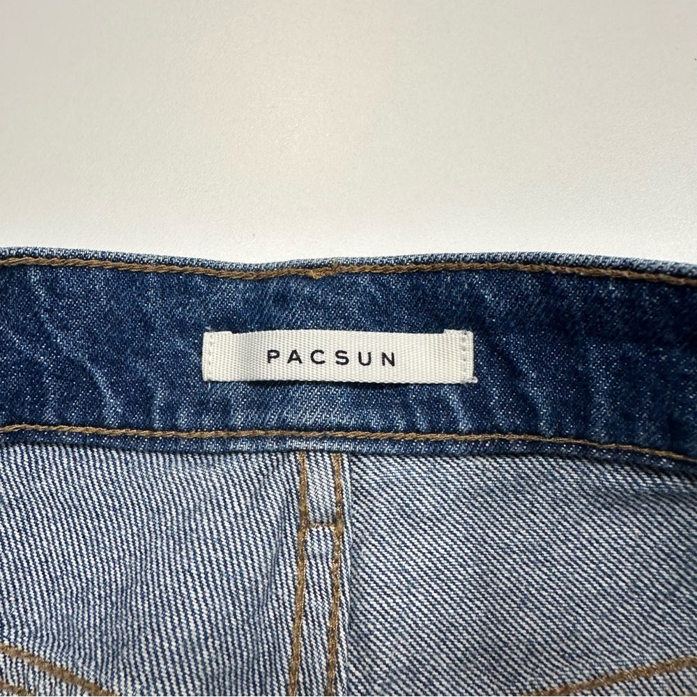 PacSun Medium Wash Blue Distressed High Rise Straight Leg Ankle Jeans Size 24 - Picture 5 of 10